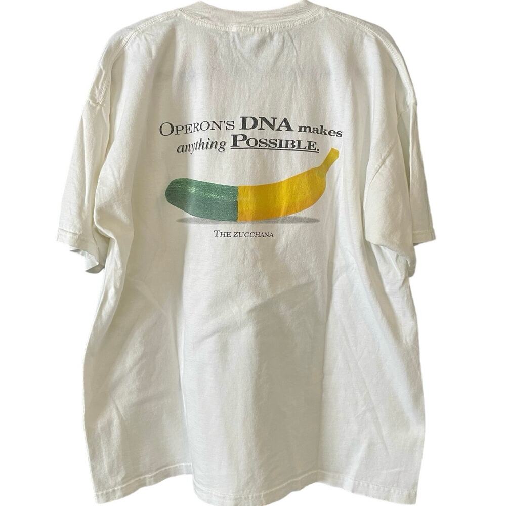 Vintage 90s Operon DNA Technologies Zucchini Banana Zucchana Shirt Adult XL